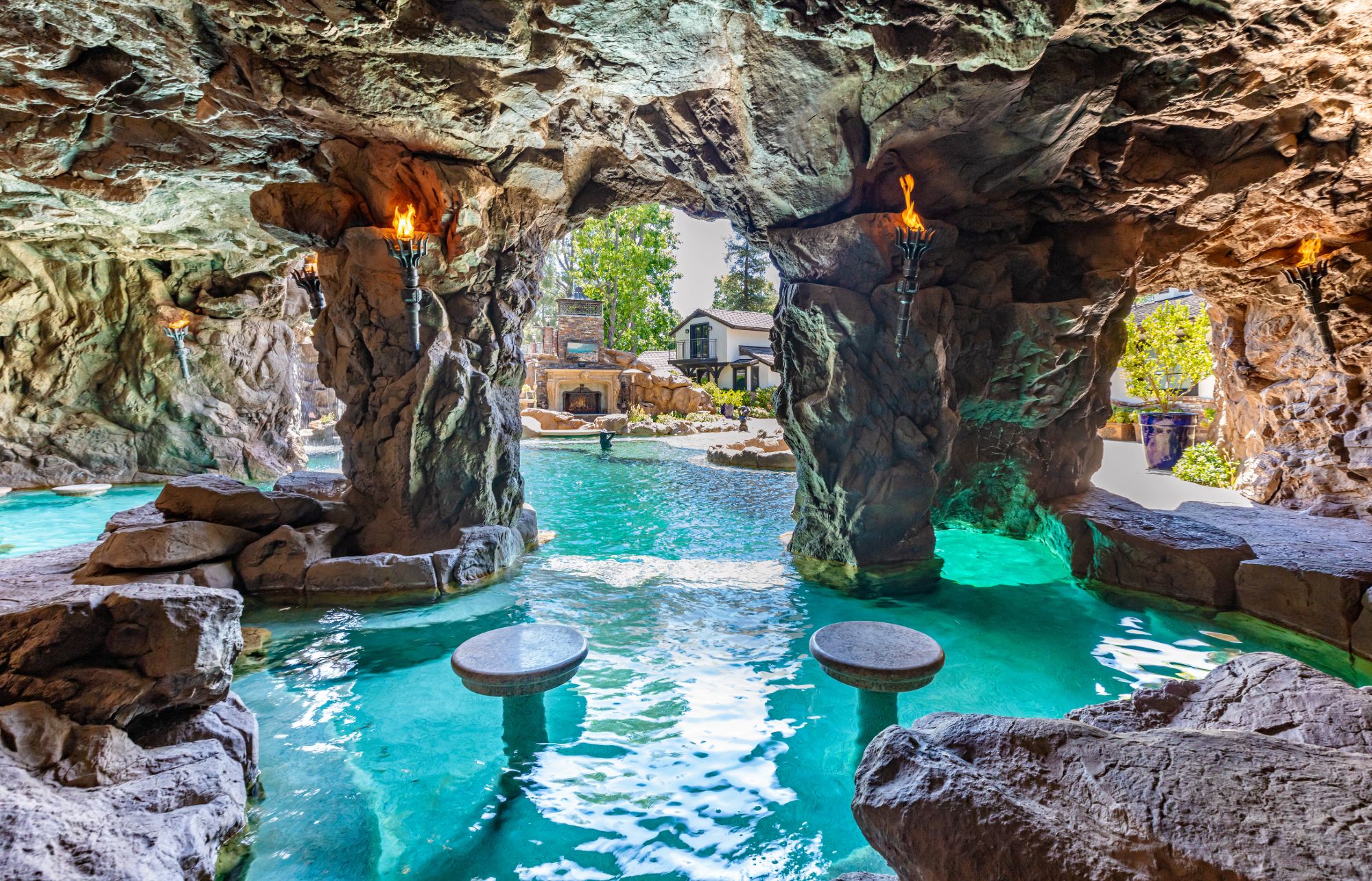 Grotto swim-up bar at Drake's YOLO Estate in Hidden Hills